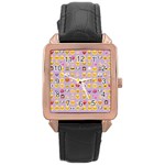 pastel purple Emoji  Rose Gold Leather Watch 