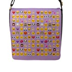 pastel purple Emoji  Flap Closure Messenger Bag (L)