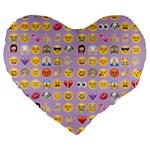 pastel purple Emoji  Large 19  Premium Flano Heart Shape Cushion