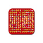 red Emoji  Rubber Coaster (Square)