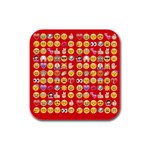 red Emoji  Rubber Square Coaster (4 pack)