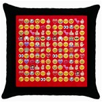 red Emoji  Throw Pillow Case (Black)