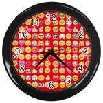 red Emoji  Wall Clock (Black)