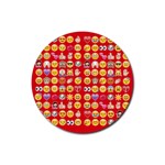 red Emoji  Rubber Coaster (Round)