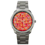 red Emoji  Sport Metal Watch