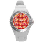 red Emoji  Round Plastic Sport Watch (L)