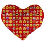 red Emoji  Large 19  Premium Heart Shape Cushion