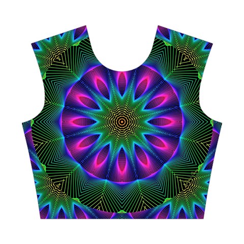 Star Of Leaves, Abstract Magenta Green Forest Cotton Crop Top from ArtsNow.com Front