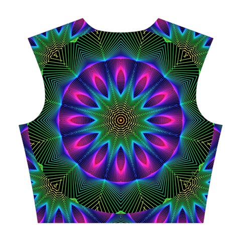 Star Of Leaves, Abstract Magenta Green Forest Cotton Crop Top from ArtsNow.com Back