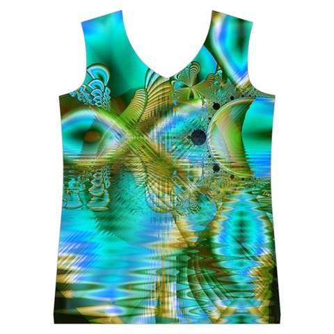 Crystal Gold Peacock, Abstract Mystical Lake Women s Basketball Tank Top from ArtsNow.com Front