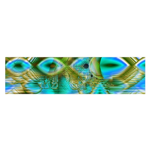 Crystal Gold Peacock, Abstract Mystical Lake Satin Scarf (Oblong) from ArtsNow.com Front