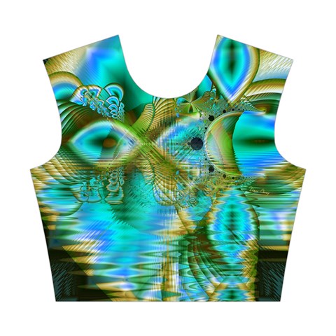 Crystal Gold Peacock, Abstract Mystical Lake Cotton Crop Top from ArtsNow.com Front