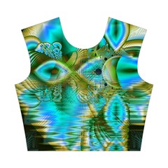 Crystal Gold Peacock, Abstract Mystical Lake Cotton Crop Top from ArtsNow.com Front