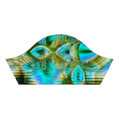 Crystal Gold Peacock, Abstract Mystical Lake Cotton Crop Top from ArtsNow.com Left Sleeve