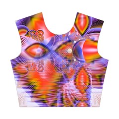 Crystal Star Dance, Abstract Purple Orange Cotton Crop Top from ArtsNow.com Front