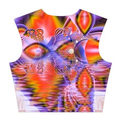 Crystal Star Dance, Abstract Purple Orange Cotton Crop Top from ArtsNow.com Back