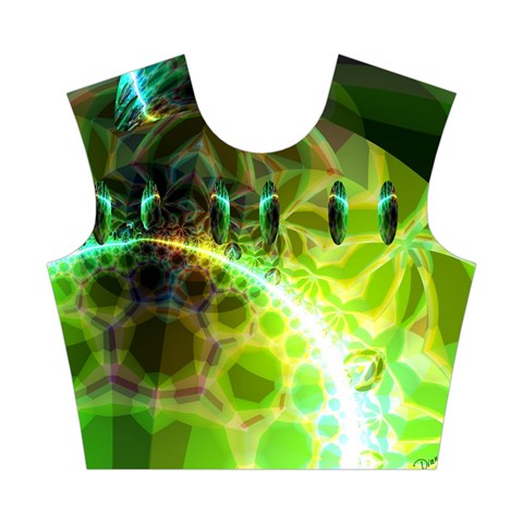 Dawn Of Time, Abstract Lime & Gold Emerge Cotton Crop Top from ArtsNow.com Front