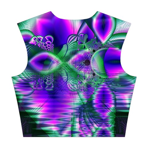 Evening Crystal Primrose, Abstract Night Flowers Cotton Crop Top from ArtsNow.com Back