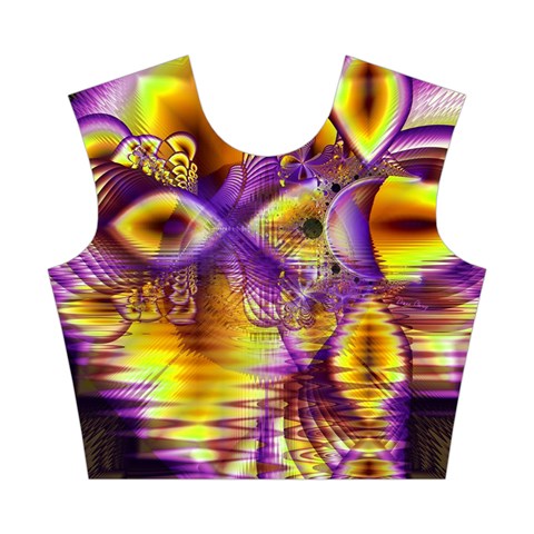 Golden Violet Crystal Palace, Abstract Cosmic Explosion Cotton Crop Top from ArtsNow.com Front