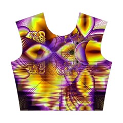 Golden Violet Crystal Palace, Abstract Cosmic Explosion Cotton Crop Top from ArtsNow.com Front