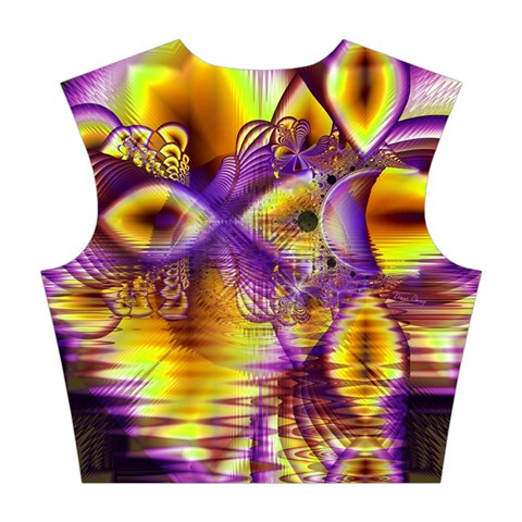 Golden Violet Crystal Palace, Abstract Cosmic Explosion Cotton Crop Top from ArtsNow.com Back