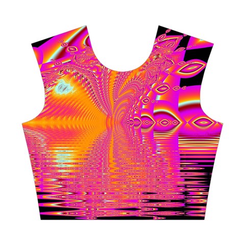 Magenta Boardwalk Carnival, Abstract Ocean Shimmer Cotton Crop Top from ArtsNow.com Front