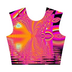 Magenta Boardwalk Carnival, Abstract Ocean Shimmer Cotton Crop Top from ArtsNow.com Front