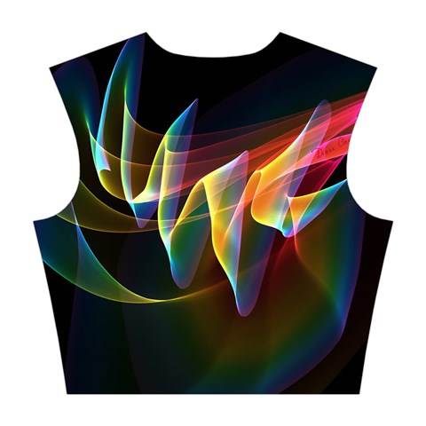 Northern Lights, Abstract Rainbow Aurora Cotton Crop Top from ArtsNow.com Back