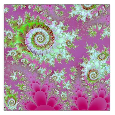 Raspberry Lime Surprise, Abstract Sea Garden  Large Satin Scarf (Square) from ArtsNow.com Front