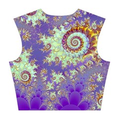 Sea Shell Spiral, Abstract Violet Cyan Stars Cotton Crop Top from ArtsNow.com Back