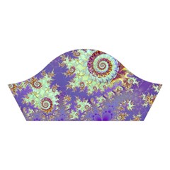 Sea Shell Spiral, Abstract Violet Cyan Stars Cotton Crop Top from ArtsNow.com Left Sleeve