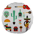 Mexican Large 18  Premium Flano Round Cushion 