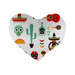 Mexican Standard 16  Premium Flano Heart Shape Cushion 