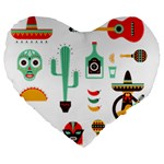 Mexican Large 19  Premium Heart Shape Cushion