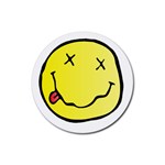 grunge Emoji  Rubber Round Coaster (4 pack)