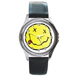 grunge Emoji  Round Metal Watch