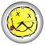 grunge Emoji  Wall Clock (Silver)