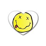 grunge Emoji  Rubber Coaster (Heart)