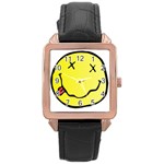 grunge Emoji  Rose Gold Leather Watch 