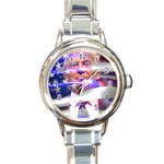 Donald Trump flag Round Italian Charm Watch