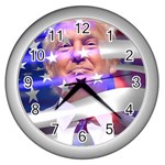 Donald Trump flag Wall Clock (Silver)