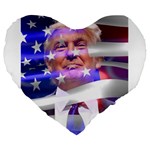 Donald Trump flag Large 19  Premium Flano Heart Shape Cushion