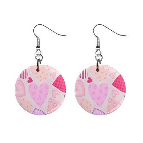 Pink Hearts Mini Button Earrings from ArtsNow.com Front