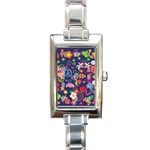 Boho floral  Rectangle Italian Charm Watch