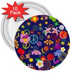 Boho floral  3  Button (10 pack)