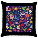 Boho floral  Throw Pillow Case (Black)