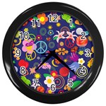 Boho floral  Wall Clock (Black)