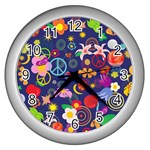 Boho floral  Wall Clock (Silver)