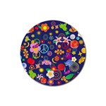 Boho floral  Rubber Coaster (Round)