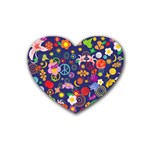 Boho floral  Rubber Coaster (Heart)